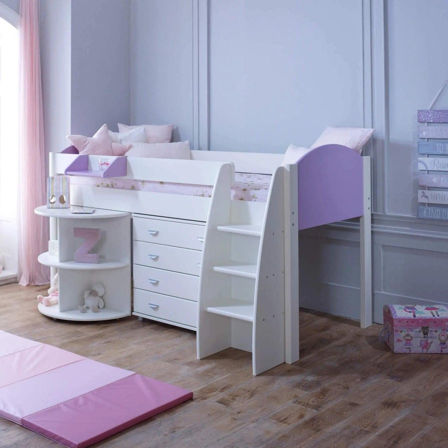 Noah & Eli Mid Sleeper Bed with Pull Out Desk & Drawers